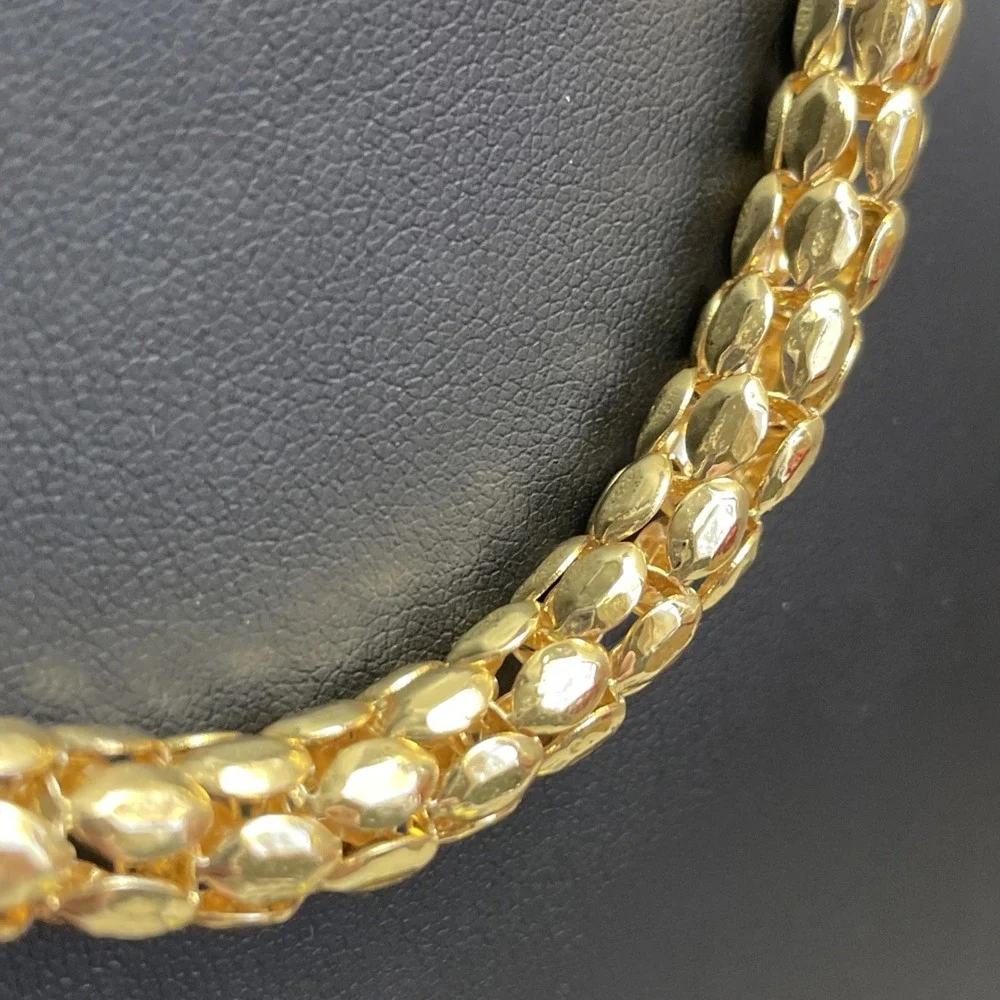 Vintage Chunky Chain Necklace Spiga Wheat Box Chain Gold Tone Magnetic Closure - Picture 6 of 8